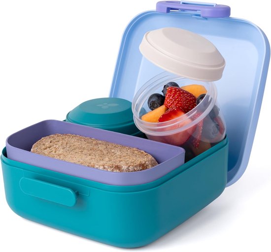 Amuse Rikko Lagoon Sky Lunch Box - Fermetures résistantes aux enfants - Idéal pour la préparation des repas - 3 compartiments