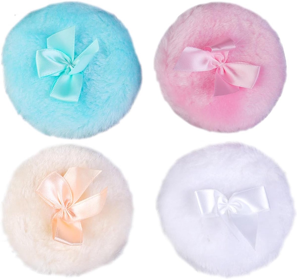 4pcs Grote Fluffy Powder Puff 9cm - Super Zacht - Wasbaar - Herbruikbaar - Pluche Gezichts- en Lichaamspoeder Puff - Losse Poeder Puff - Nat en Droog Make-up Gereedschap