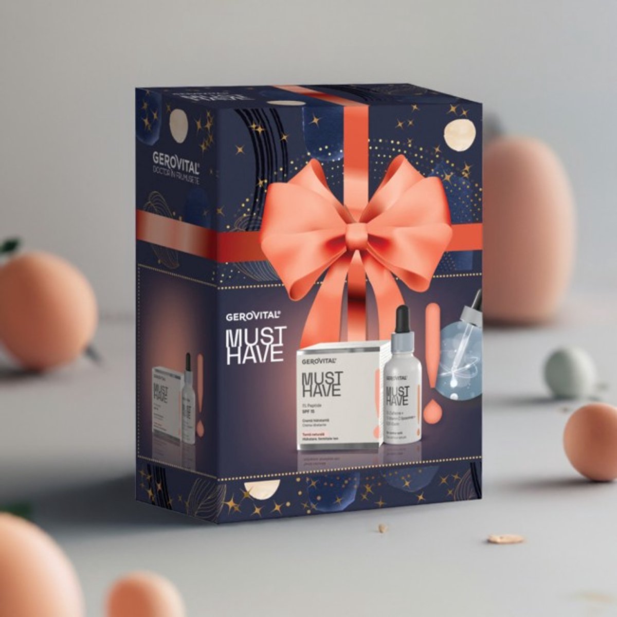 Gerovital GIFTSET Huidverzorging geschenkset Must Have Oogcontour Serum 3% Cafeïne, 30ml + Hydraterende Crème 1% Peptide SPF15- 50ml