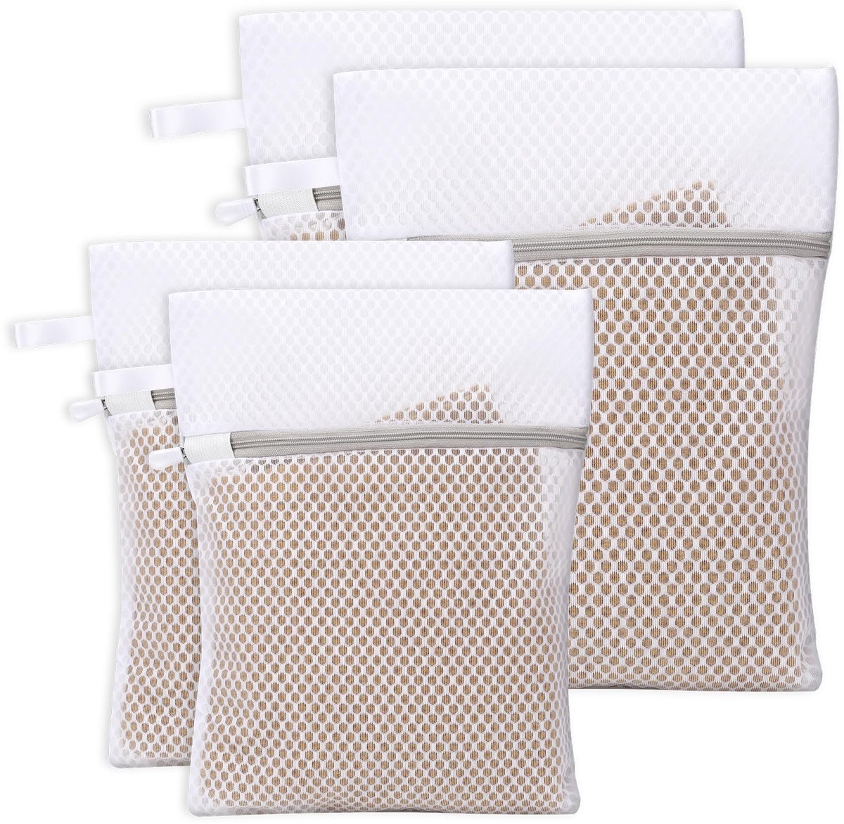 Unyqoos® Set van 4 waszakken met ritssluiting voor delicate kledingstukken en ondergoed