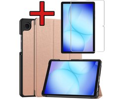 Hoesje - Geschikt voor Samsung Galaxy Tab A11 Plus / A9 Plus - Met Screenprotector - Hardcover Book Case - Trifold Bookcase Hoes - Hard Cover - Tablethoes - Rosé goud