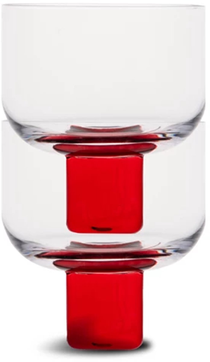 Byon Victoria glas op voet set van 2 35cl helder / rood