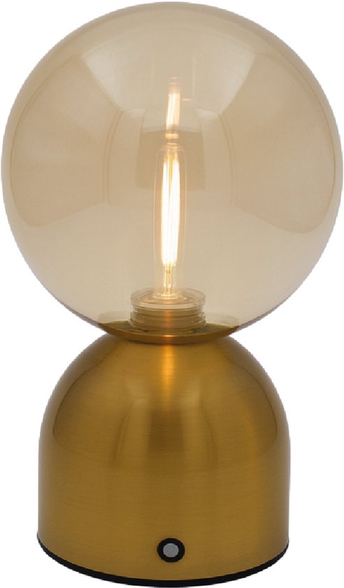 Luxus - Lampe de table tactile - Lina - Or - 20 cm - Lampe de table pour chambre - Lampe de table décorative - Sans fil - Rechargeable - Intensité variable