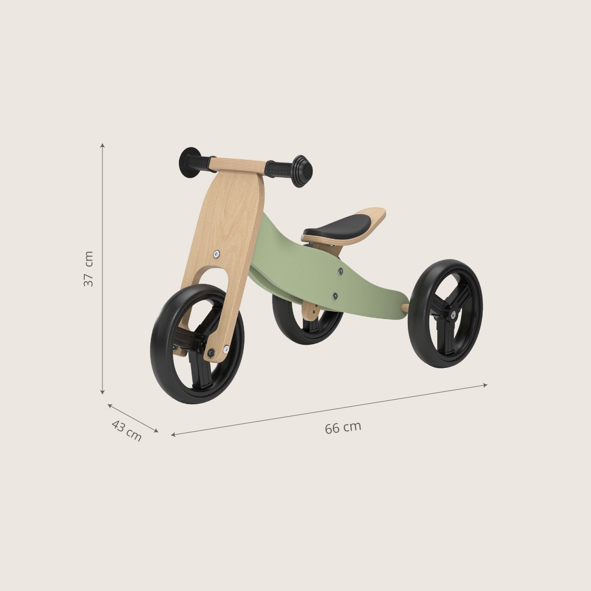 Petite Amélie ® Loopfiets - Houten - Vanaf 1 jaar - 4 in 1 Loopfiets - Stimuleert motoriek & balans - Groen thumbnail 5