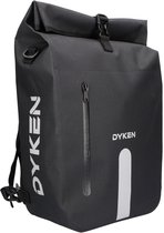 Dyken Sacoche de Vélo Simple - Étanche - Convertible en sac à dos - Amovible - 25 L - Noir