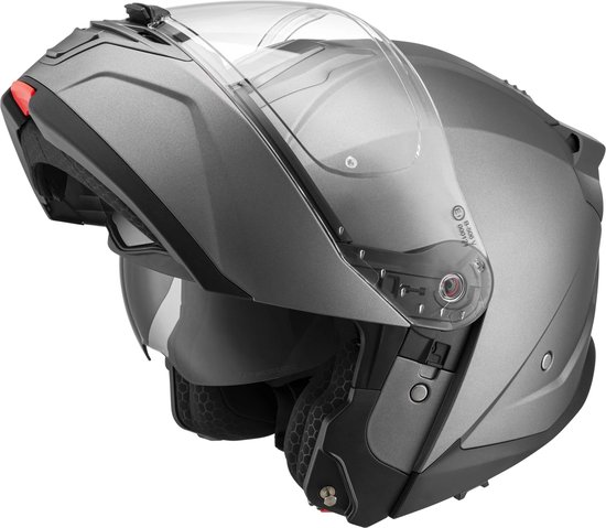 BEON B711 Motorhelm - M - Systeemhelm met Zonnevizier - Verstelbare integraalhelm - Jethelm - Mat Titanium