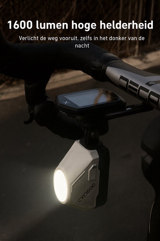 Cyclami Fietslamp LED - Inclusief Stuurhouder - Fietsverlichting - 1600 Lumen - USB-C Oplaadbaar - Aluminium - Waterbestendig - Anti-verblindend - Met Navigatiehouder & GoPro-mount - Inclusief Afstandsbediening — afbeelding 4