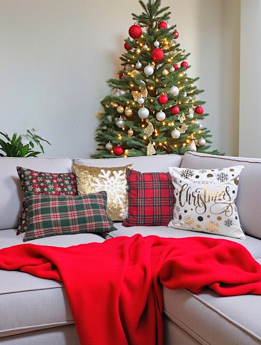 Kerst Classic Tartan Kussenhoes | 45 x 45 cm | Polyester – foto 3