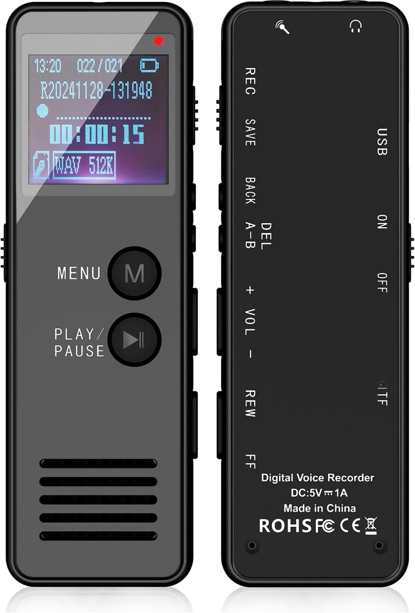 64 Digitaal Dicteerapparaat met Spraakherkenning 64 GB - Product - €29,57