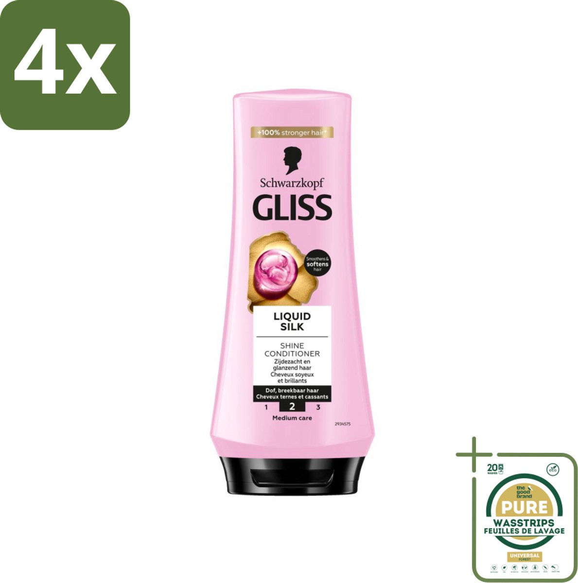 Gliss - Hair Repair - Conditioner met Liquid Silk voor Zijdezacht Haar - 200 ml - Voordeelverpakking - 4 stuks - Zijdezacht haar - Dof haar