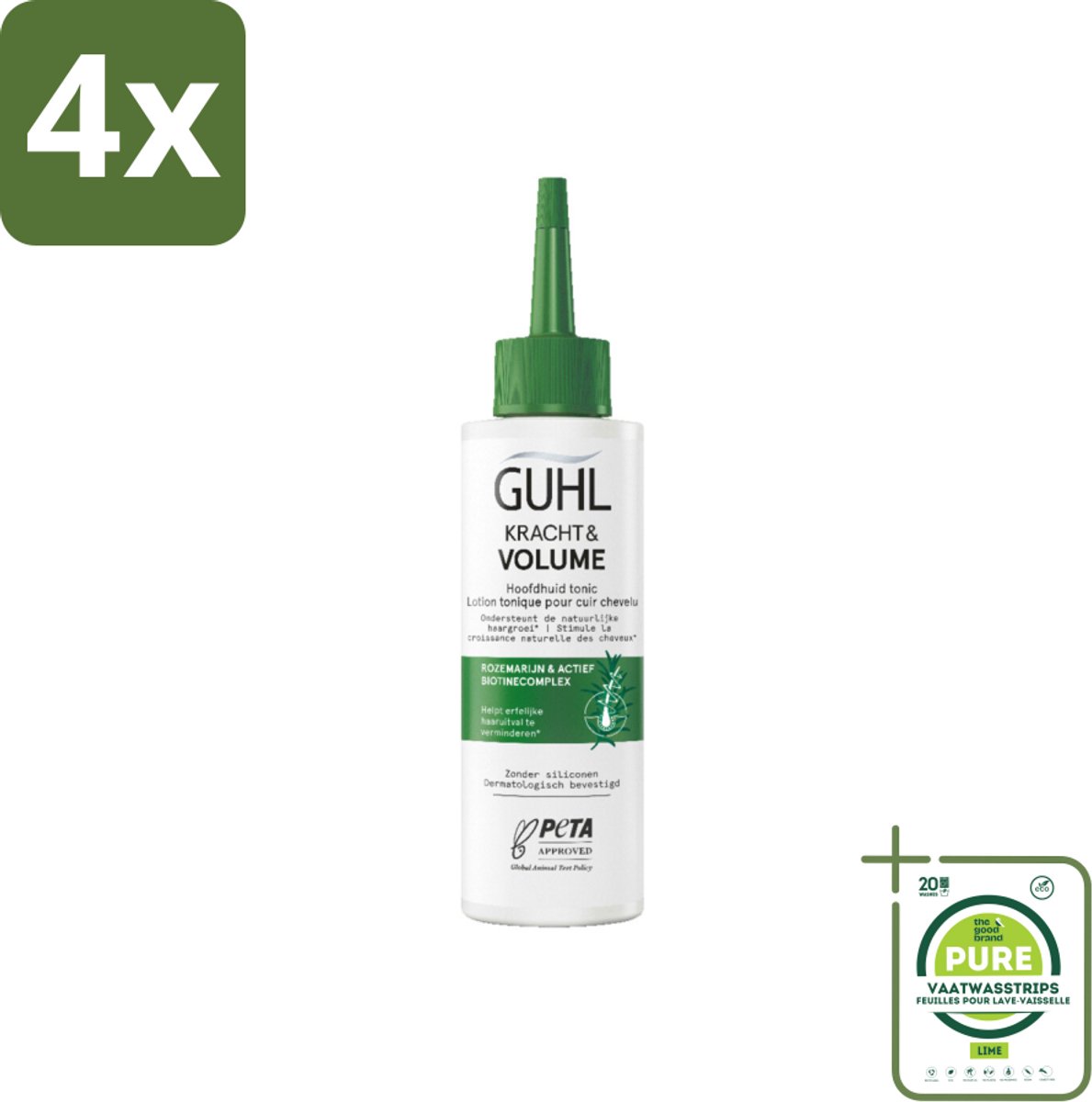 Guhl – Scalp Tonic – Kracht & Volume – 125 ml - Voordeelverpakking - 4 stuks - Haaruitval - Haargroei