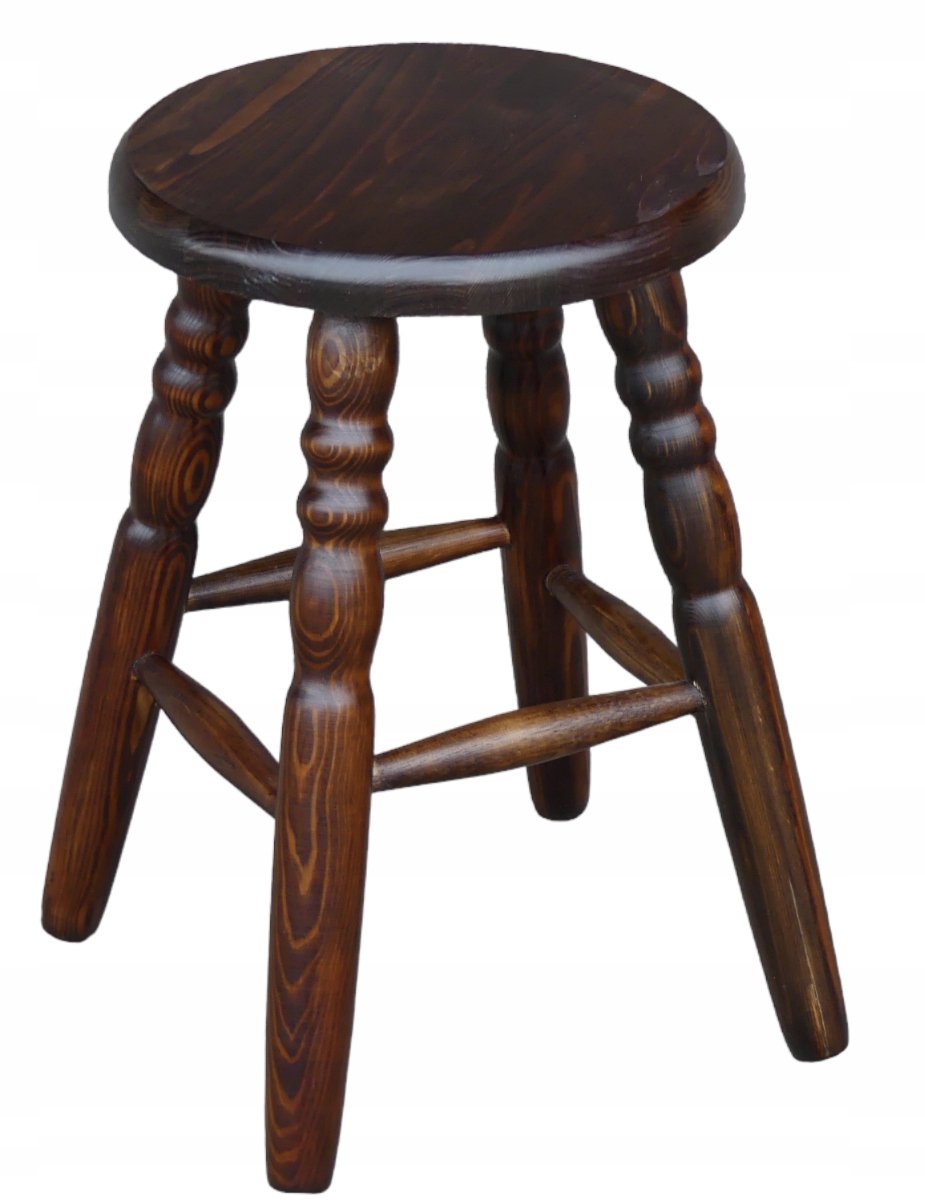 Houten Keukentabouret Rond - Donkerbruin