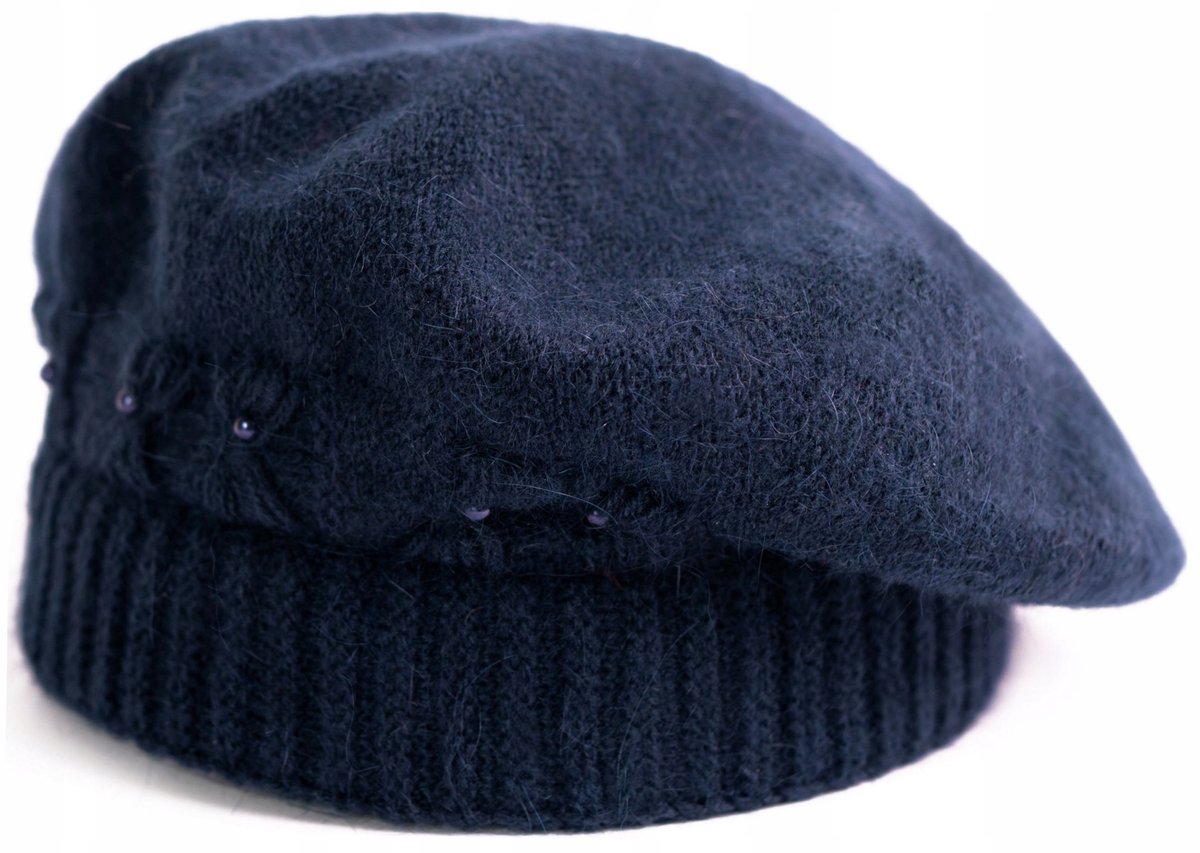Dames Angora Baret Delas - Warm Voerd, Zacht, Navyblauw
