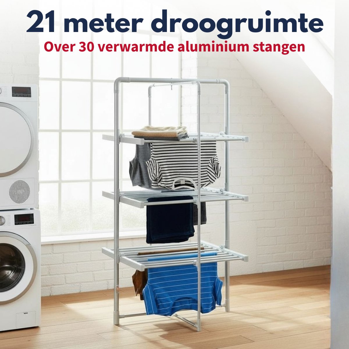 Elektrisch droogrek, 2400 W, verwarmd droogrek met 3 niveaus voor binnen, draagvermogen 40 kg, wasrek met afdekking voor woning Elektrisch droogrek, 2400 W, verwarmd droogrek met 3 niveaus voor binnen, draagvermogen 40 kg, wasrek met afdekking voor woning