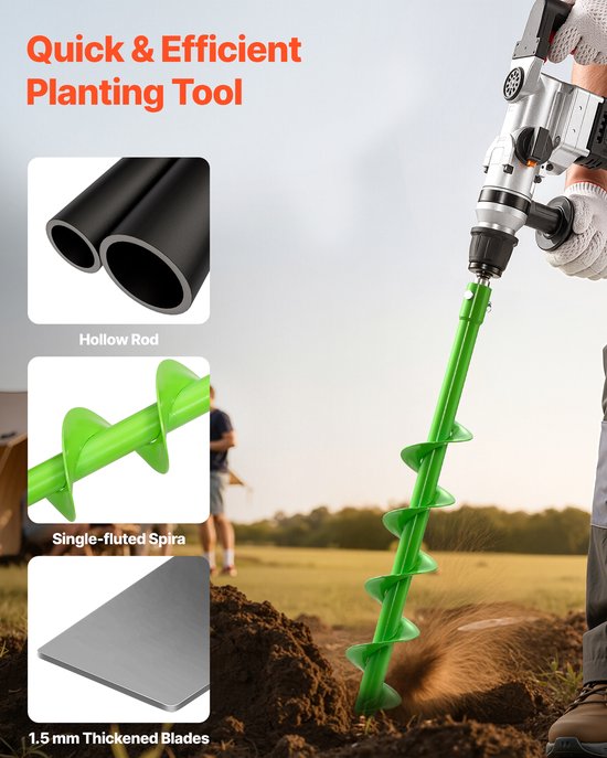 VEVOR Grondboorpaalboor Grondgatboor Tuinboor voor Boormachine 8x79cm van VEVOR — afbeelding 4