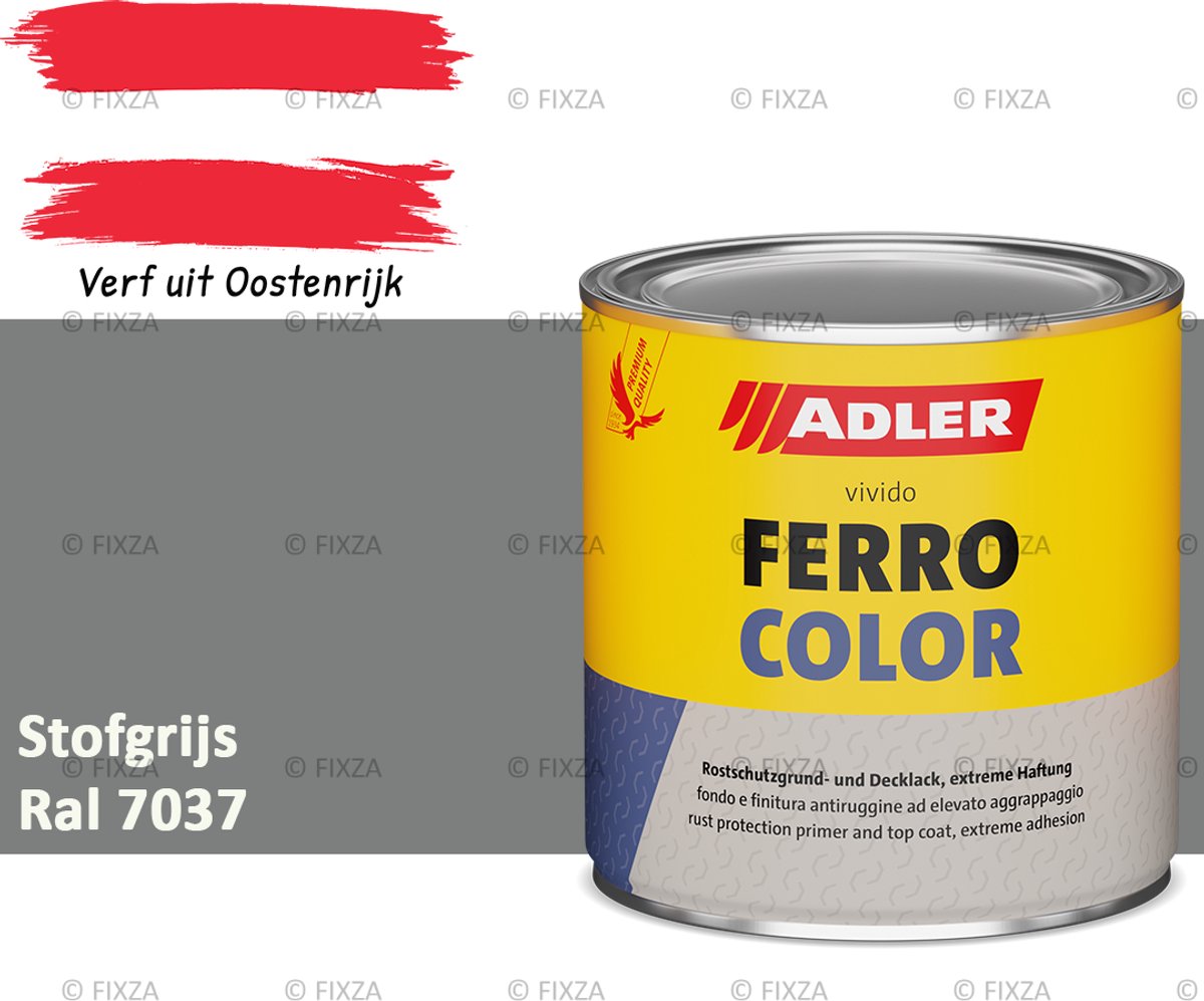 ADLER Ferrocolor 3in1 roestwerende verf – 2,5 Liter – Stofgrijs – Grondverf en aflak in één – Voor binnen & buiten – Voor ijzer, staal, zink & aluminium – Milieuvriendelijk – Zonder primer