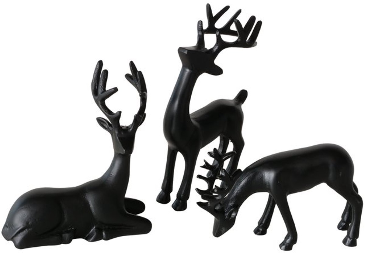 Boltze rendier set van 3. Zwart aluminium . Seran 10x22cm