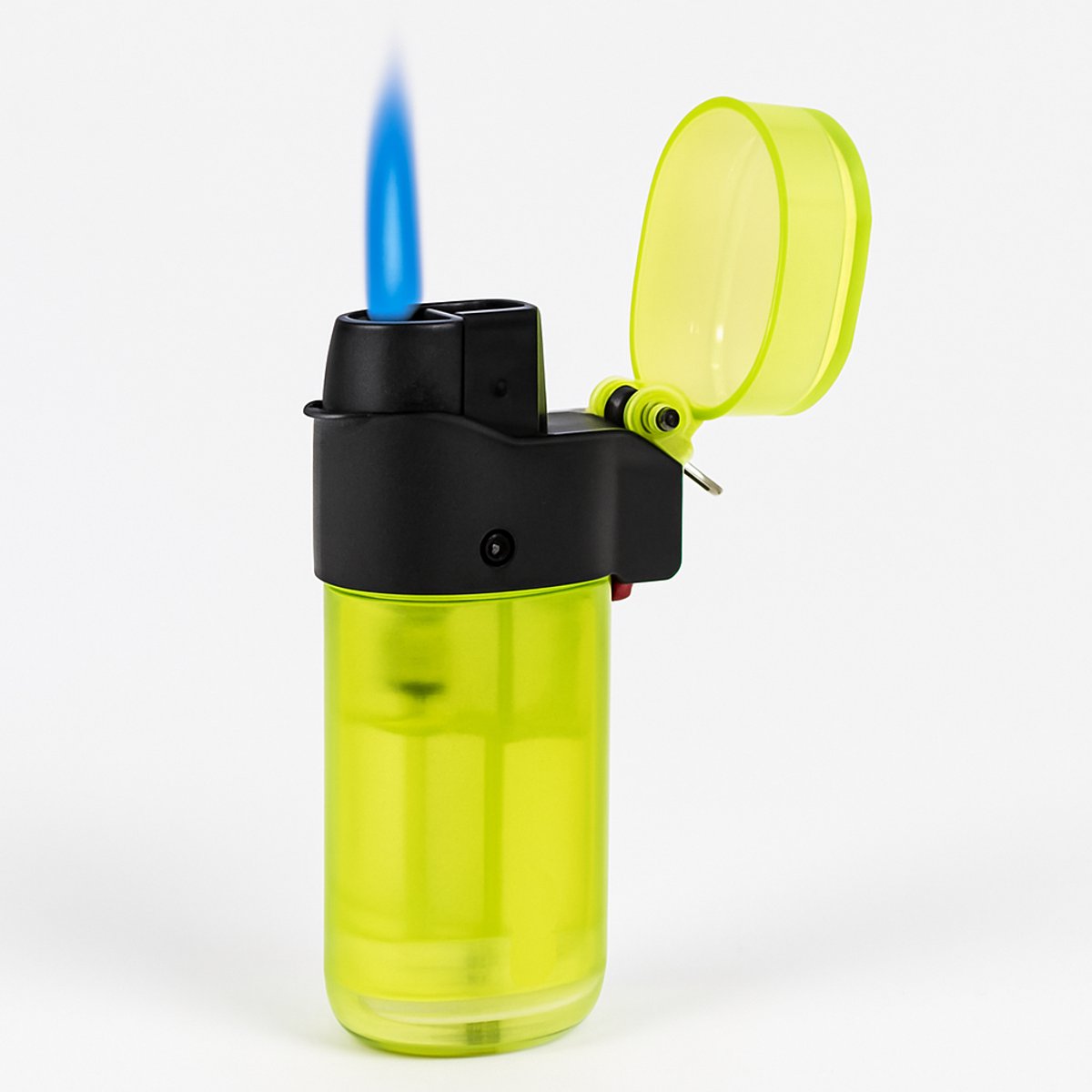 Pyroshopping Glow in the Dark Stormaansteker – Navulbaar – Windproof Turbovlam Blauw – Gasbrander voor BBQ, Haard & Vuurwerk