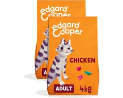 Edgard & Cooper Graanvrij Droog Kattenvoer (2x Kip 4kg), Vers Vlees, Natuurlijke Kattenbrokjes voor Katten , Eiwitrijk, Zonder Toegevoegde Suikers