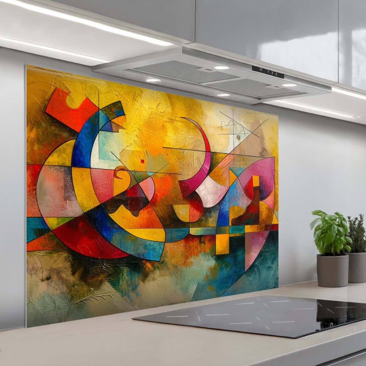 Spatscherm 100x75 cm - Zelfklevende achterwand Kunst - Abstract - Aesthetic - Kleurrijk - Art - Keuken muurbeschermer - Spatwand fornuis