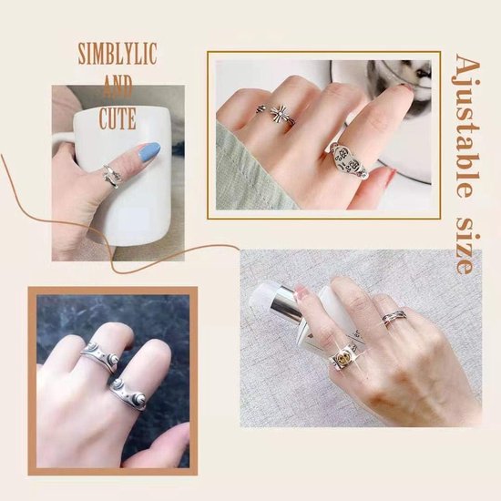6x Anti-stress Ringen voor Vrouwen - Verstelbaar en Stijlvol | ABC
