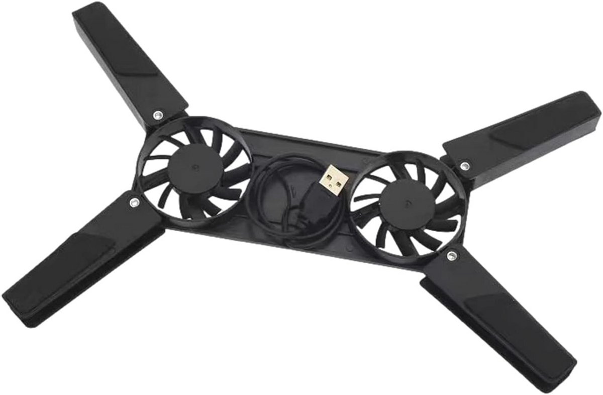 Opvouwbare laptop koelstandaard met dubbele ventilator en anti-slip ontwerp