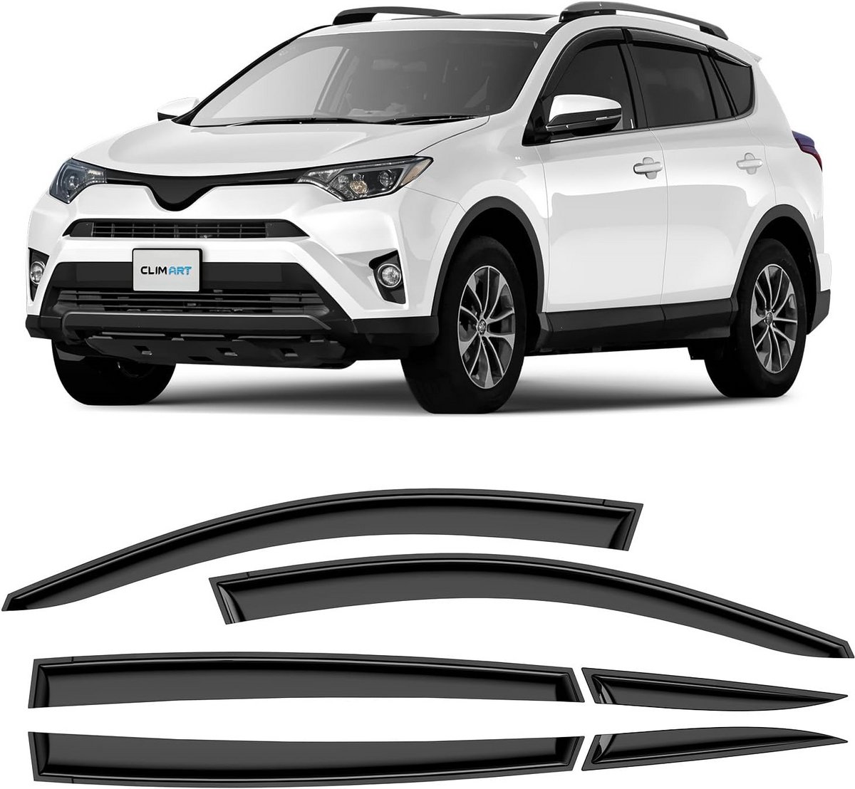 Windgeleiders voor Toyota RAV4 (2013-2019) - Set van 6, Regen- en Tochtstrips