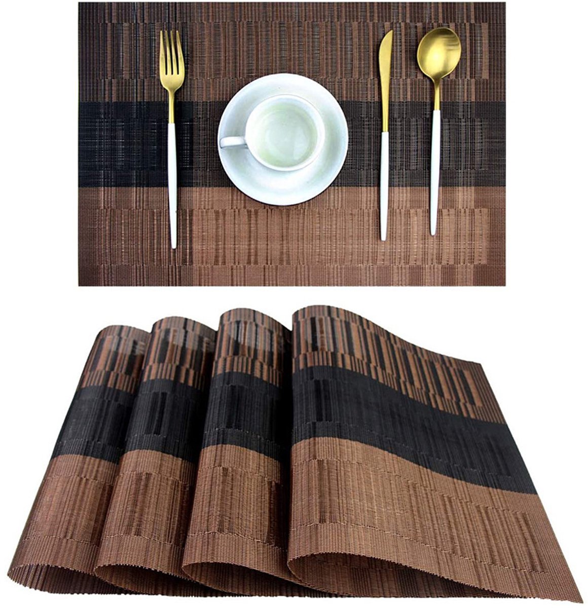Gigicial Placemat - Tafelmatten - Hittebestendig & Antislip - Set Van 4 - Koffiekleurverloop