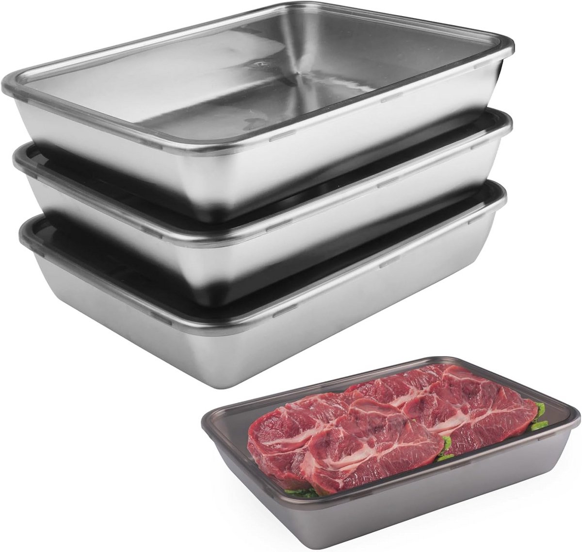 4 Stuks Roestvrij Stalen Meal Prep Dozen - BPA-vrij en Ovenveilig - 2000 ml