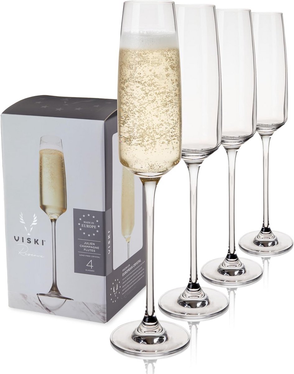 Set van 4 Elegante Kristallen Champagneglazen - Prosecco Flutes