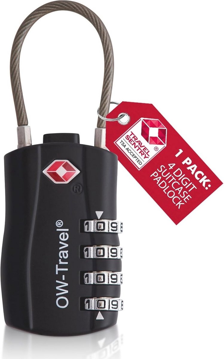 TSA Kabel Hangslot - 4-Cijferig Combinatieslot voor Koffer en Bagage
