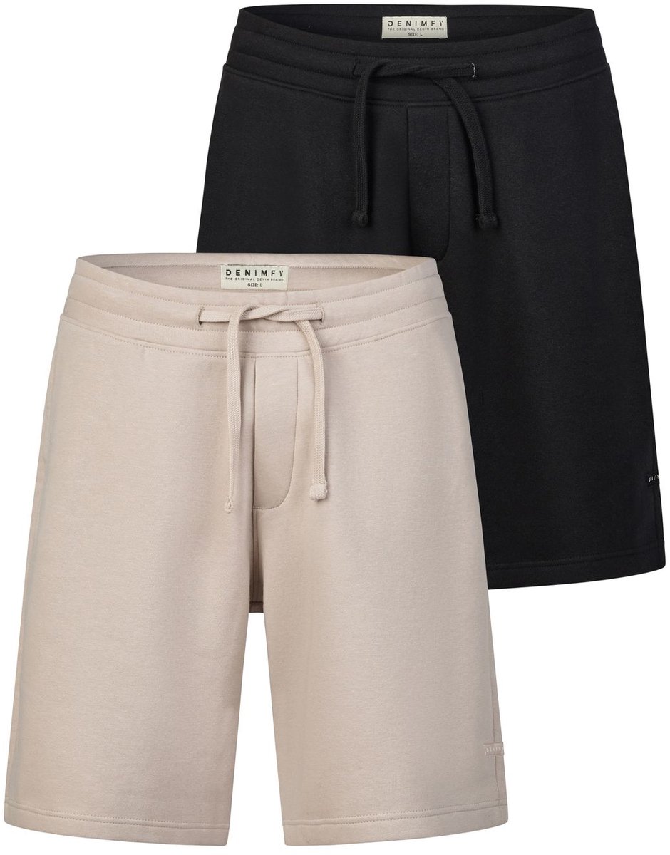 DENIMFY Heren Short DFPablo 2 Pack regular/straight Veelkleurig XL Volwassenen Sweatshorts / Zakken met ritssluiting