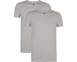 Petrol Industries T-Shirts Heren 2-Pack - V-Hals - Korte Mouwen - Katoen-Elastaan Mix - Effen Design - Multipack van 2 stuks - Grijs - Maat S