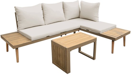 sweeek - Modulaire tuinset van aluminium en acacia, 4 zitplaatsen - sao paulo
