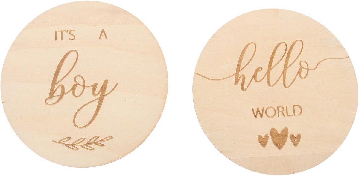 2 stuks Houten Mijlpaalkaarten 'It's a Boy' voor Jongens - Fotoprops voor Baby Geboorte & Babyshower