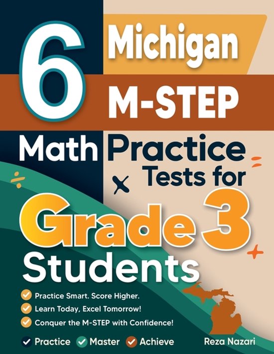 6 Michigan M-STEP Math Practice Tests for Grade 3 Students - cover