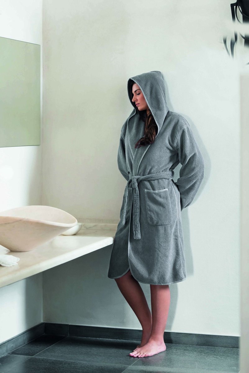 Sorema - Badjas - Bee Waffle Hooded - Silver - Maat M