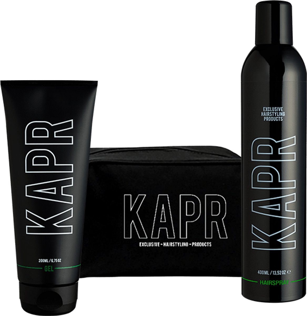 The Exclusive Hairstyle Deal KAPR Gel 200 ml en haarspray 400 ml incl gratis toilettas