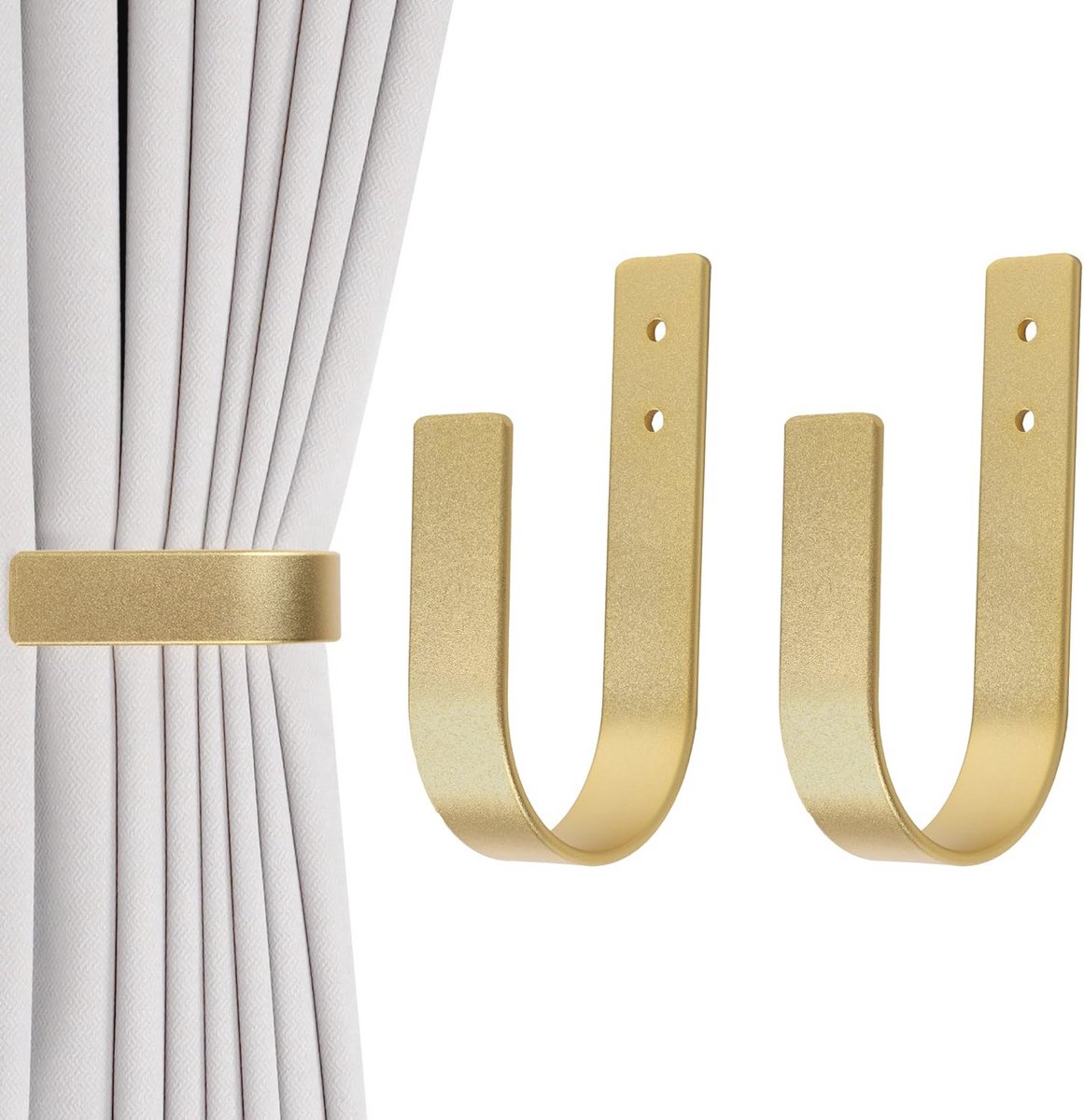Moderne U-vormige gordijnhouders - massief aluminium - 2 stuks (goud)