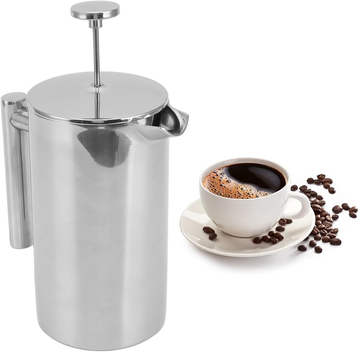 RVS French Press Koffiezetapparaat Dubbelwandig - Geïsoleerde Thee-/Koffiekan 350ML