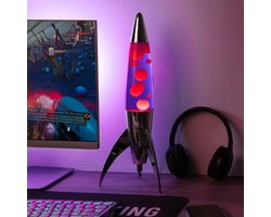Fisura Raket Lavalamp met Rode & Paarse Lava - Chrome + Reservelamp