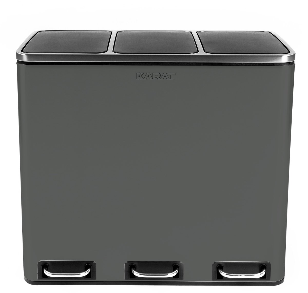Floordirekt Afvalbak Keuken Felix - 3 x 18 L - Antraciet - 2-Voudig Afvalscheidingssysteem - Pedaalemmer Keuken - Soft-Close & Luchtdicht - Kunststof Binnenemmer - Met Klapdeksel
