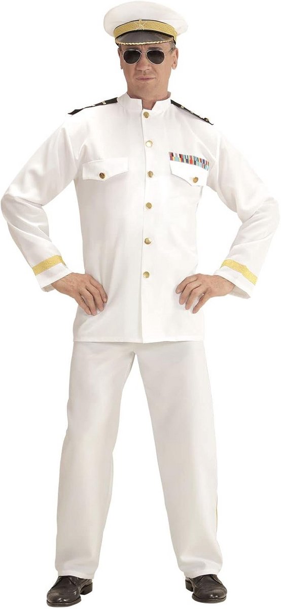 Kostuum marine kapitein met jas, pet en broek, carnavalskleding, themafeesten