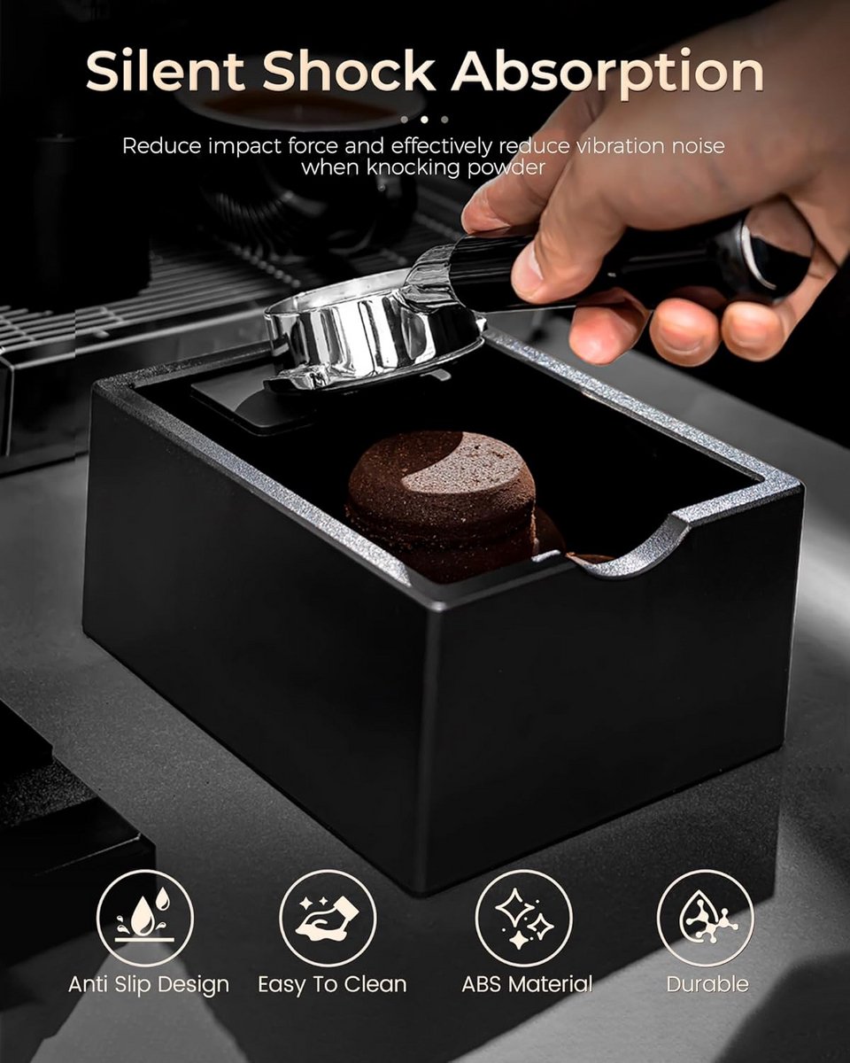 Koffie Knock Box voor Espresso - Strainerhouder met Anti-Slip Voet - Zwarte Koffiedik Container voor Strainers en Espresso Accessoires