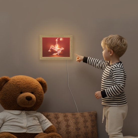 Nachtlampje 20x15 cm - Kinder lampje - Voetballer - Omhaal - Rood - Neon - Tafellamp kinderkamer - Slaapkamer lamp - Bedlamp kinderen - Kinderlampje stopcontact - Wandlamp babykamer - Nachtlampjes van Merkloos — afbeelding 5
