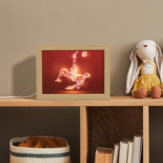 Nachtlampje 20x15 cm - Kinder lampje - Voetballer - Omhaal - Rood - Neon - Tafellamp kinderkamer - Slaapkamer lamp - Bedlamp kinderen - Kinderlampje stopcontact - Wandlamp babykamer - Nachtlampjes van Merkloos — afbeelding 3