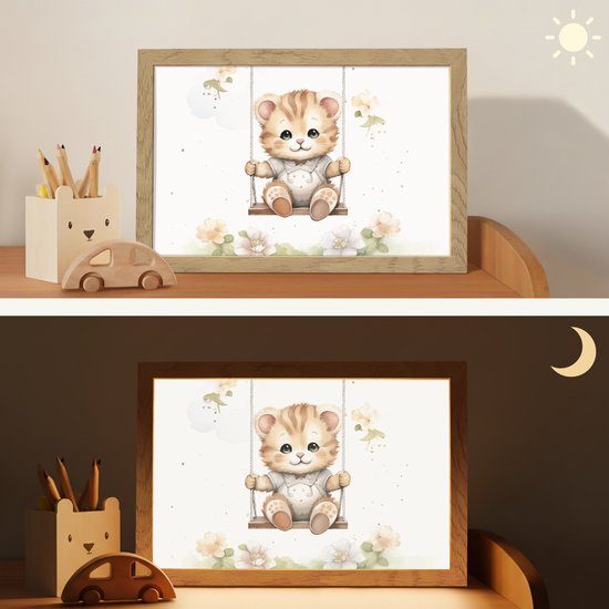 Nachtlampje 30x20 cm - Kinder lamp - Beer - Baby - Dier - Kinderen - Tafellamp kinderkamer - Slaapkamer lamp - Bedlamp kinderen - Kinderlampje stopcontact - Wandlamp babykamer - Nachtlampjes van Merkloos — afbeelding 4