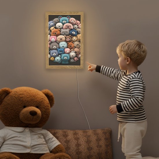 Nachtlampje 20x30 cm - Kinder lampje - Teddybeer - Knuffel - Dieren - Meisjes - Jongens - Tafellamp kinderkamer - Slaapkamer lamp - Bedlamp kinderen - Kinderlampje stopcontact - Wandlamp babykamer - Nachtlampjes van OnlyWow — afbeelding 5