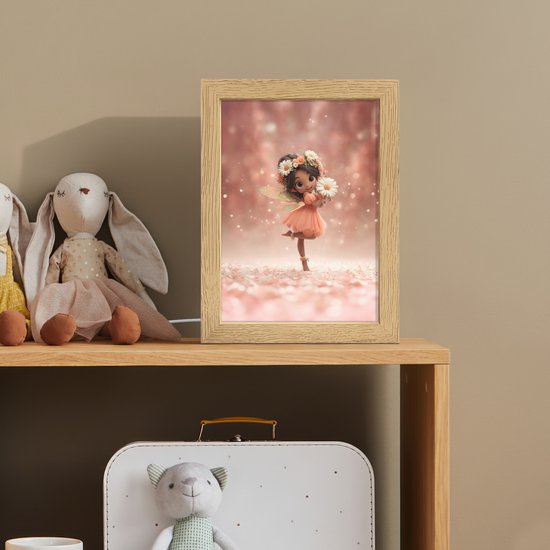 Nachtlampje 15x20 cm - Kinder lampje - Bloemenfee - Roze - Meisje - Tafellamp kinderkamer - Slaapkamer lamp - Bedlamp kinderen - Kinderlampje stopcontact - Wandlamp babykamer - Nachtlampjes van Dalber — afbeelding 3