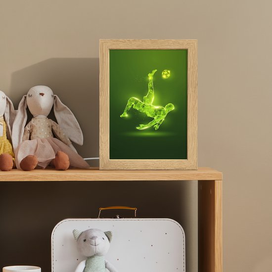 Nachtlampje 15x20 cm - Kinder lampje - Voetbal - Groen - Omhaal - Tafellamp kinderkamer - Slaapkamer lamp - Bedlamp kinderen - Kinderlampje stopcontact - Wandlamp babykamer - Nachtlampjes van OnlyWow — afbeelding 3